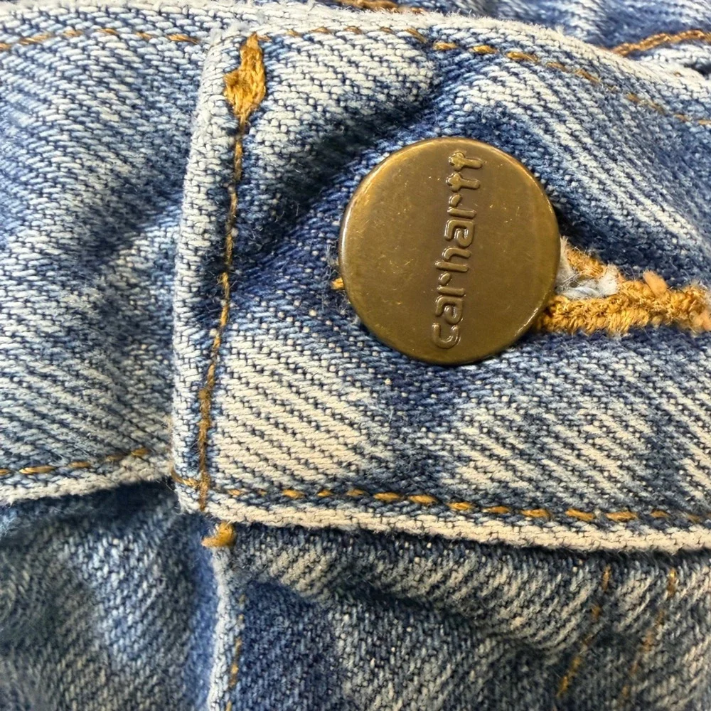Carhartt Jeans Men 42x30 Blue Denim Traditional Fit‎ Cotton Workwear Logo B180